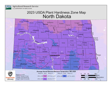 USDA Plant Hardiness Zone Map for North Dakota