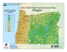 USDA Plant Hardiness Zone Map for Oregon
